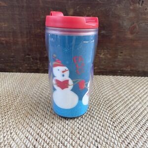 Starbucks 2004 8oz Lenticular 3-D Snowmen Singing Christmas Carol Travel Tumbler